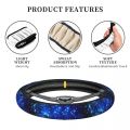 1PC Car steering wheel cover without inner ring, breathable and anti-slip, blue starry sky girl steering wheel cover. 