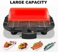 Smokeless Portable BBQ Indoor Barbecue Electric Grill w/Drip Tray Adjustable Temperature Control, 2000W High Power BBQ Tool for Cooking/Roasting Meats, Fishes, Seafood, Vegetables. 