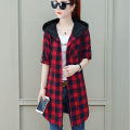 No Pilling, No Fading ] Spring and Autumn Shirt Plaid Mid-Length Coat Women's Long Sleeve Western Style Women's. 