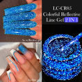 LILYCUTE Reflective Glitter Liner Gel Nail Polish Gold Silver Semi Permanent Soak Off UV Graffiti Stripe DIY Painting Nail Gel. 