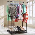 Double Pole Telescopic Clothes Hanger, Garment Drying Rack with Rolling Wheels Steel Floor Cloth Dryer Stand (TLS). 