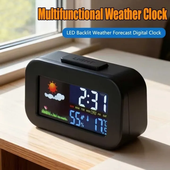 Portable Color Display Weather Station Clock Backlit Display Humidity ...
