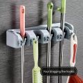 Mop Broom Holder 5 Hooks - Ash Multi-Functional  Holder Wall Mounted Mop Organizer Holder Brush Broom Hanger Storage Rack Kitchen Tool. 
