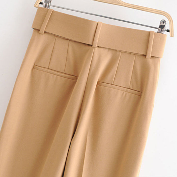 Yfashion%202pcs%20Women%20Cotton%20Solid%20Color%20Trousers%20Casual%20Pleated%20High%20Waist%20Pants%20Multicolor%20Harem%20Pants%20With%20Belt%20color%20-%20Image%205