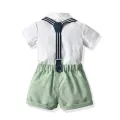 top and top Summer Kids Boy Gentleman Clothes Set Short Sleeve Shirt Tops+Suspender Shorts Casual Outfits Little Boys Clothing. 
