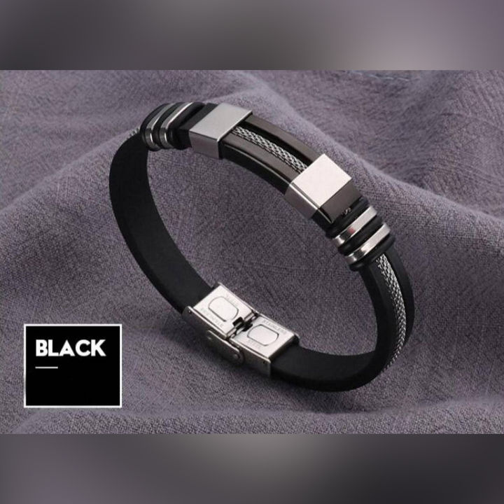 Steel%20Silicone%20Black%20Bracelet%20Men%20Wrist%20Band%20Punk%20Style%20Bracelet%20-%20Image%202