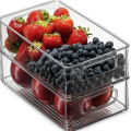 Kitchen Clear Storage Box, Plastic Stackable Containers with Handles for Refrigerator, Freezer, Pantry, Shelves Space Saver. 