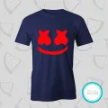 Marshmello blue Tshirt  unisex  tees  designer tees  crew neck  silver white  red  blue  black. 