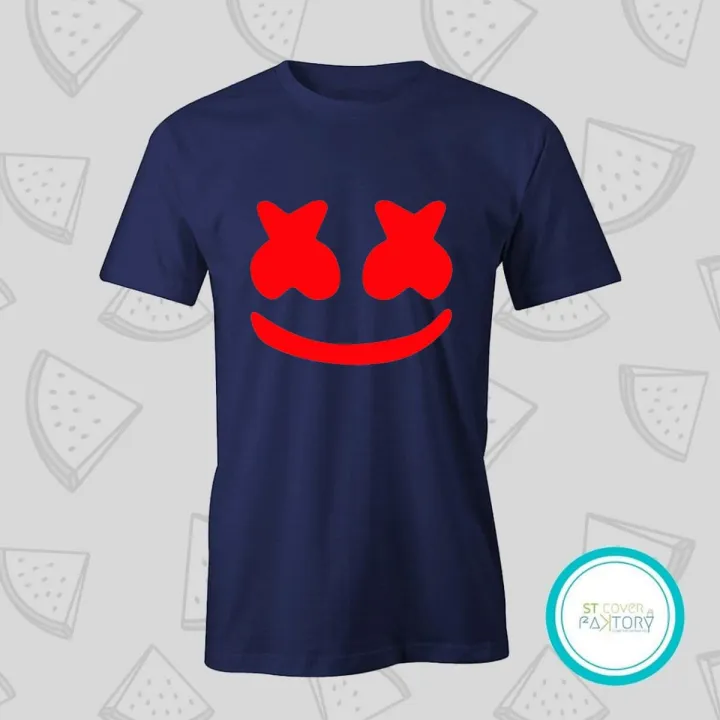 Marshmello blue Tshirt  unisex  tees  designer tees  crew neck  silver white  red  blue  black