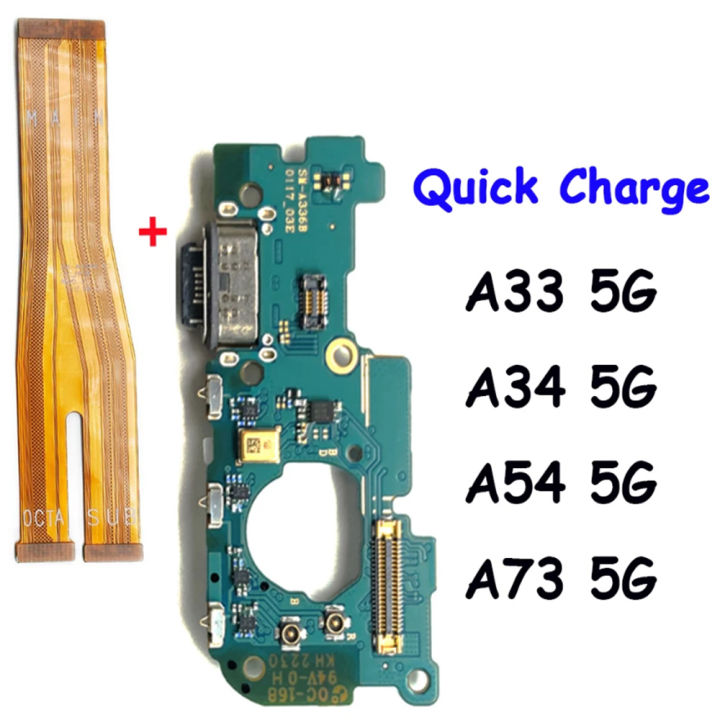 For Samsung A33 5G A34 5G A54 5G A73 USB Charging Port Mic Microphone Connector Main Motherboard LCD Flex Cable Replacement Part