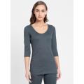 Charcoal Melange Thermal 3 quarter Sleeve Top. 