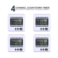JAERBEE 4X Digital Countdown Timer 4 Channel Count Up Down Kitchen Cooking Timer Clock. 