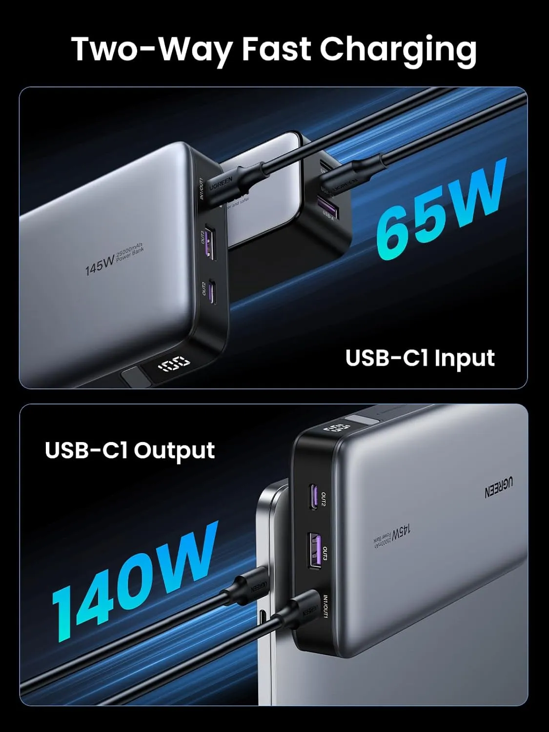 UGREEN Power Bank 25,000mAh 145W Laptop Portable Charger, Nexode 3-Port USB C PD Battery Pack, for MacBook Pro/Air, Dell XPS, iPhone 16/15/14, Galaxy S24, Steam Deck, iPad, and More 7