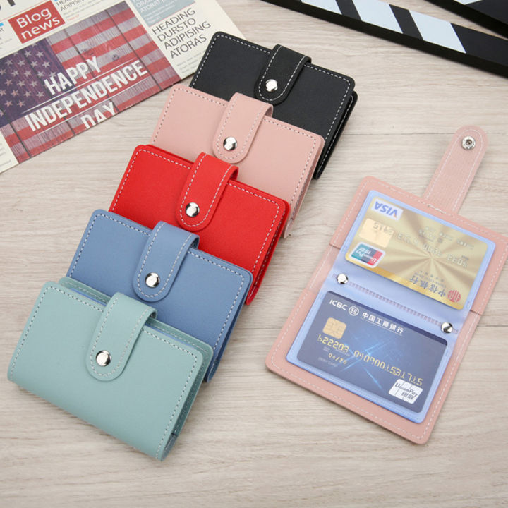 PU Card Holder Candy Color Multifunctional Compact Wallet Bus Card Credit Card Bank Card Holder