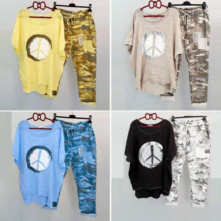 1%20Set%20T-shirt%20Pants%20O-Neck%20Two%20Piece%20Set%20Asymmetrical%20Lace-up%20T-shirt%20Pants%20-%20Image%204