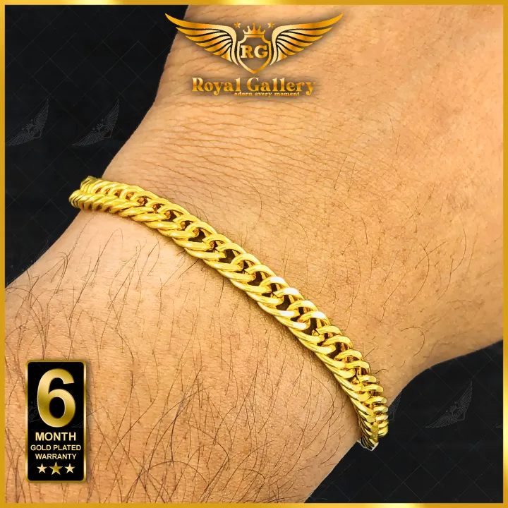 Gold Plated Miami Cuban Cut Bracelet Albert Long-Lasting Guaranteed with Free Gift Box RG-MB