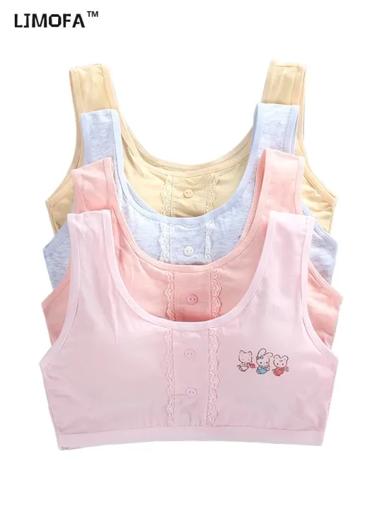 LJMOFA Teen Girl Sports Exquisite Cute Rabbit Bra Kids Top Camisole Underwear Young Puberty Small Training Bra B213