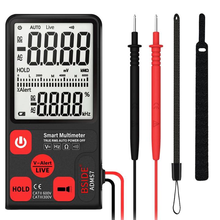 BSIDE ADMS7 Smart Multimeter True RMS Digital Multimeter Measuring AC/DC Voltage Resistance Frequency with LCD Display DC/AC Voltage Meter Resistance Tester