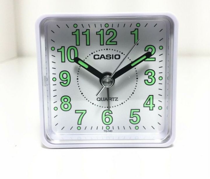 Casio Tq140-7d Travel Clock Quartz Alarm Clock Neobrite White Case W Battery