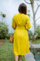 Kate Pleated Midi Dress Yellow. 