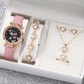 Luxury Watch Women Ring Necklace Earrings Rhinestone 6PCS Set Fashion Wristwatch Female Casual Ladies Watches Bracelet Set Clock No Box. 