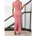 Women'S Ruched Bodycon Dress Summer Casual Sleeveless Back Slit Elegant Club Evening Party Cocktail Maxi Dresses. 