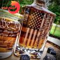 Glass Whiskey Decanter American Flag Pattern Whiskey Glass Decanter 450ml for Home Party Transparent Bottle Decanter with American Flag Design. 