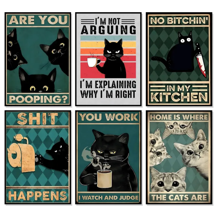 A3/A4%20Size%20Framed%20wall%20posters%20Cute%20Funny%20Cat%20retro%20vintage%20style%20wall%20posters%20wall%20decorations%20for%20any%20room%20-%20Image%202