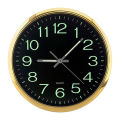 12 Inch Round Large Luminous Wall Clock Glow in the Dark Non-Ticking Indoor Decor -Golden. 