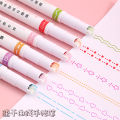 6Pcs/set Kawaii Flowers Line Shaped Highlighter Pens Roller Tip Curve Liner Marker for Writing Journaling Drawing Stationery. 