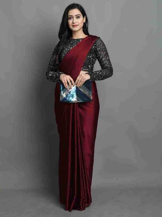 New%20Wedding%20Wedding%20Party%20wear%20Solid%20Plain%20Satin%20Saree%20With%20Heavy%20Sequin%20Work%20Blouse%20-%20Image%202