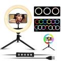 Portable MJ26 10'' RGB Desktop Soft LED Ring Light 16 RGB Colors with Mini Tripod Stand for Making You_Tube | Insta Reels | Photo-Shoot | Live Stream | Makeup Videos. 