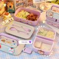 Kawaii Portable Lunch Box For Girls School Kids Plastic Picnic Bento Box Microwave Food Box With Compartments Storage Containers. 
