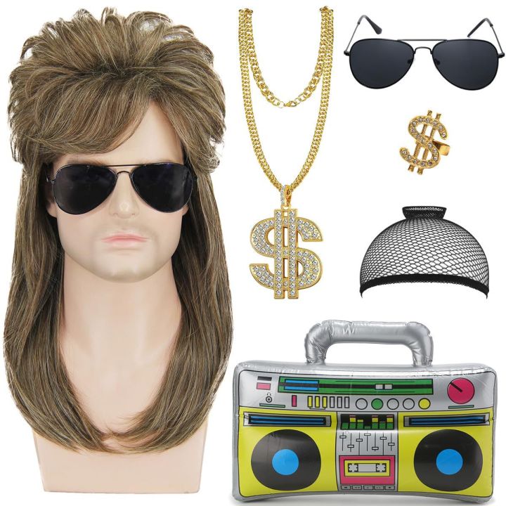 %5B%20New%20%5D%20Curly%20Hair%20Men%20Women%20Black%20Fish%20Rocker%20Wig%20Punk%20Rock%20Hip%20Hop%20Party%20607080%20S.%20Dollars%20-%20Image%205