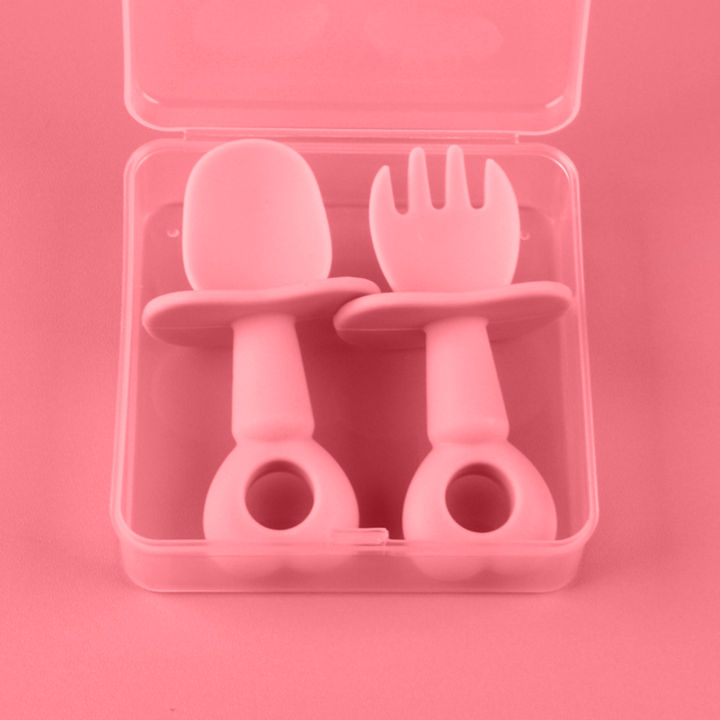 2%20Pcs/Set%20Kid%20Spoon%20Kit%20Food%20Grade%20Rounded%20Edge%20Silicone%20Self%20Feeding%20Baby%20Fork%20Set%20for%20Toddler%20-%20Image%204