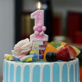 3D Number Cake Decorating Candles Glitter Pink Bow Digital Candles Cake Topper Birthday Party Memorial Day Party Cake Decoration. 