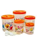 High Quality Plastic 5 Pieces Containers Set With Spoons. 
