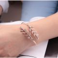 Adjustable Stylish Leaf Bracelet Ladies Open Leaves Bangle Jewelry. 