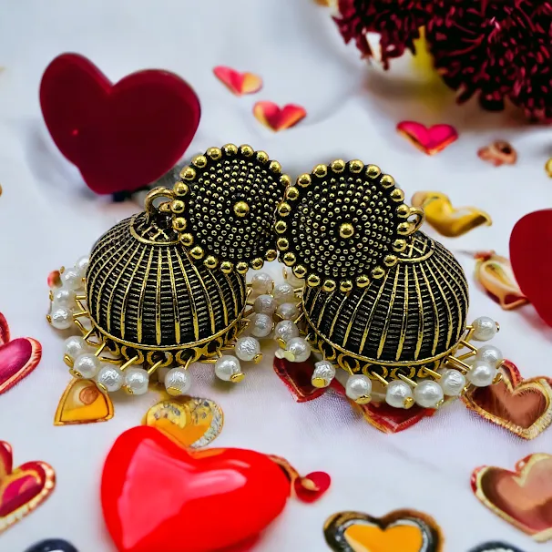 Black%20Gold%20Jimikki%20Earing%20Indian%20Jewelry%20Traditional%20Chandbali%20earings%20Jhumka%20Jhumki%20Dangle%20Earrings%20for%20Women,%20ear%20rings%20Perfect%20Gifts%20for%20Her%20-%20Image%206