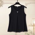 2024 Summer Double-Layer Chiffon Camisole Women's Inner Loose Chiffon Shirt Women's Sleeveless Blouse plus Size Outer Wear Underwear. 
