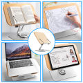 Book Stand Foldable Desktop Holder for Reading,with 360° Rotating Base & Page Clips. 