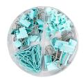 Clips Supplies Set 72Pcs With Push Setswith Box School Metal Paper Acrylic Folder File Clips Paper Pins For Office Binder Clips(Light Blue). 