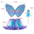 Girls Fairy Costume Set Fairy Princess Costume Kids Elf Cosplay Butterfly Wing Skirt Dress up. 