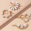 Korean Daisy Flower Rhinestone Hairpin / Women Exquisite Bangs Hair Clips / Girls Hair Accessories. 