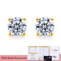 5 Sterling Silver Gold Plated Moissanite Diamond Earrings GRA D Color Brilliant Round Cut Lab Nails for Women 92 Wedding Jewelry. 