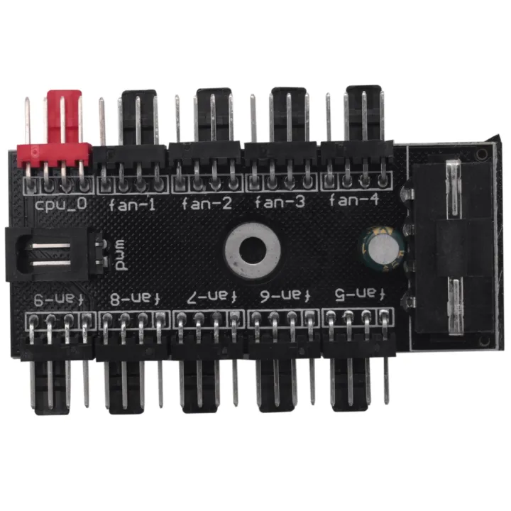 Cpu Hub 10 Port PC Chassis Fan Hub CPU Cooling HUB 12V 4 Pin Fan PWM Hub Molex ...