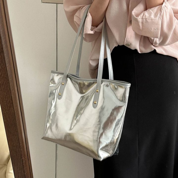 Luxury%20Designer%20Bag%20Women%20Handbag%20Large%20Tote%20Sliver%20Gold%20Shoulder%20Bag%20Simple%20Handle%20Handbags%20Solid%20Color%20Soft%20Shopper%20Purse%20Bag%20-%20Image%204