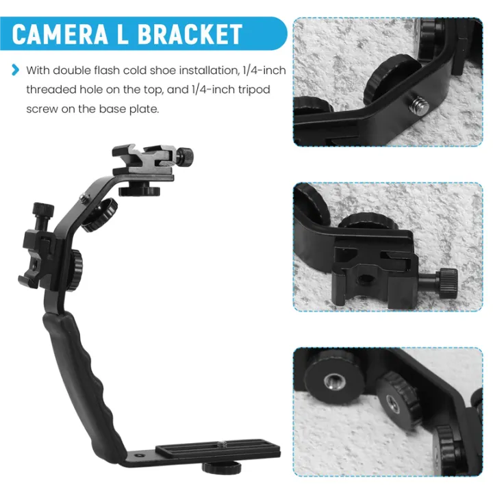 Camera%20L%20Bracket%20Mount%20Video%20Grip%20L-Bracket%20Dual%20Flash%20Cold%20Shoe%20Mount%201/4%20inch%20Tripod%20Screw,%20Heavy%20Duty%20Padded%20Hand%20Grip%20Dslr%20Camera%20Camcorder%20(Updated)%20-%20Image%202