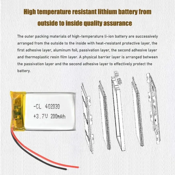 402030%203.7v%20200mAh%20Li-ion%20Li-Po%20Cells%20Lithium%20Polymer%20Rechargeable%20Battery%20For%20Bluetooth%20GPS%20MP3%20MP4%20Recorder%20-%20Image%204