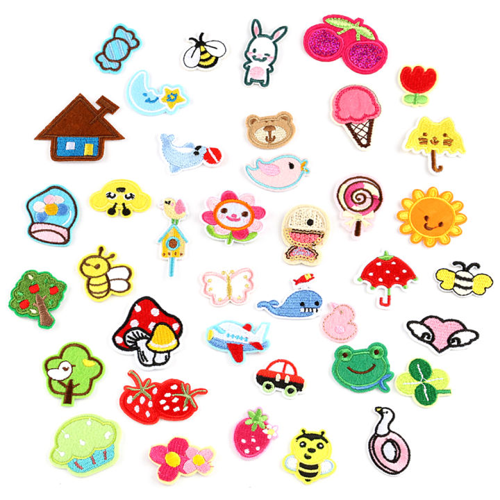 39PCS Iron on Stickers Sew on Stickers Mixed Embroidery Cloth Stickers Decorative Accessories Embroider Badge